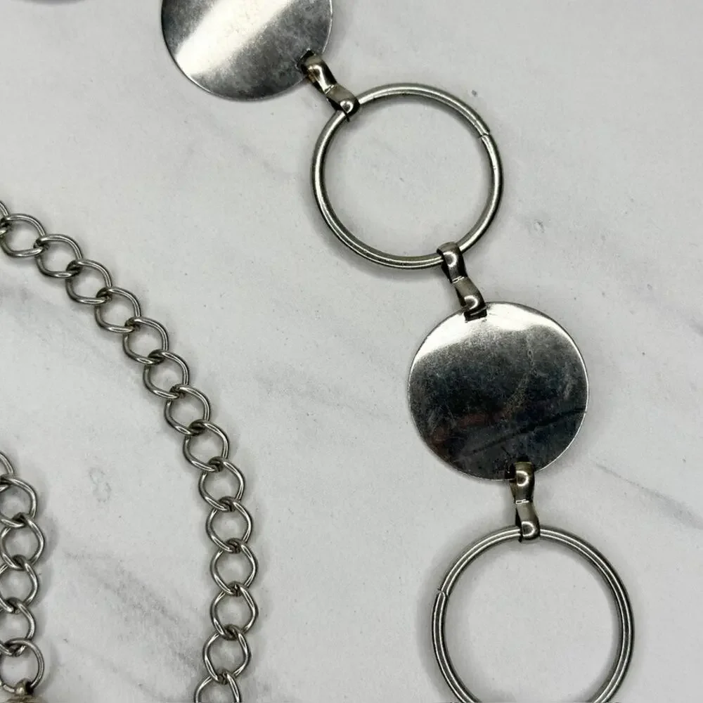 Silver Tone Disc Chain Link Belt One Size (OS) ✨